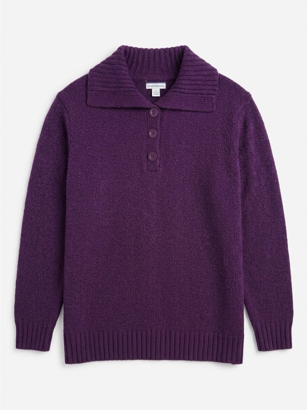 croft & barrow Deep Purple Button-Front Polo Sweater size 2x